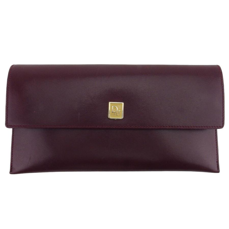 【BIGお買い物ラリー★30%OFFセール中】ディオール Dior 長財布ロゴプレート ボルドー ゴールド レディース 中古 初売りSALE☆30%OFFクーポン】ディオール Dior 長財布 ロゴプレート