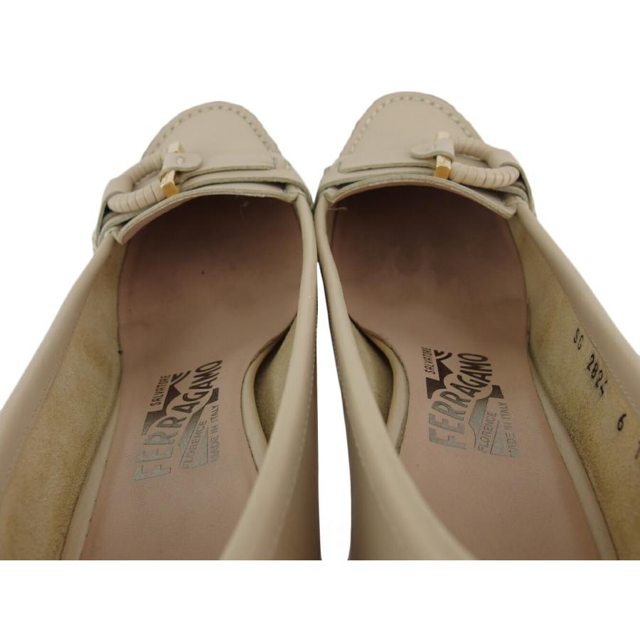 サルヴァトーレフェラガモ Salvatore Ferragamo パンプス ガンチーニ ♯6C ローファー ベージュ ブラウン ゴールド レディース 中古_3