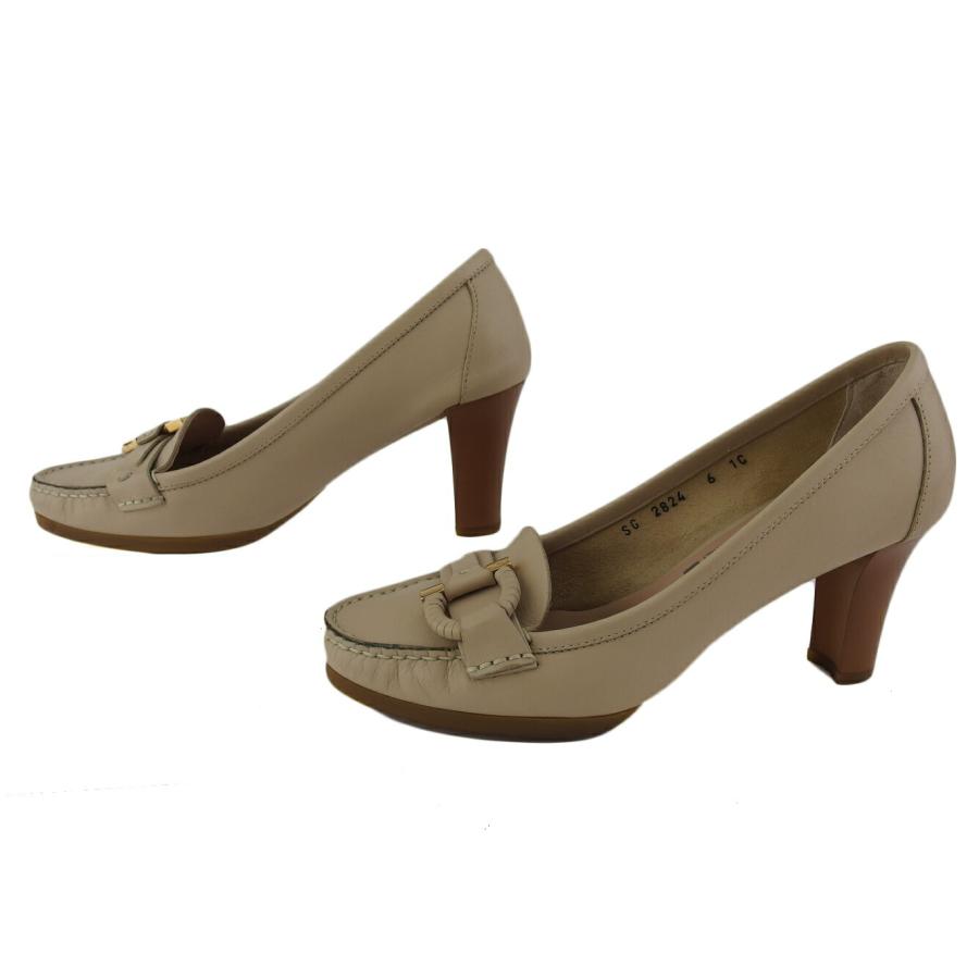 サルヴァトーレフェラガモ Salvatore Ferragamo パンプス ガンチーニ ♯6C ローファー ベージュ ブラウン ゴールド レディース 中古_4