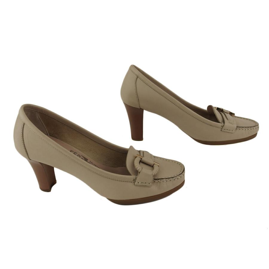 サルヴァトーレフェラガモ Salvatore Ferragamo パンプス ガンチーニ ♯6C ローファー ベージュ ブラウン ゴールド レディース 中古_5