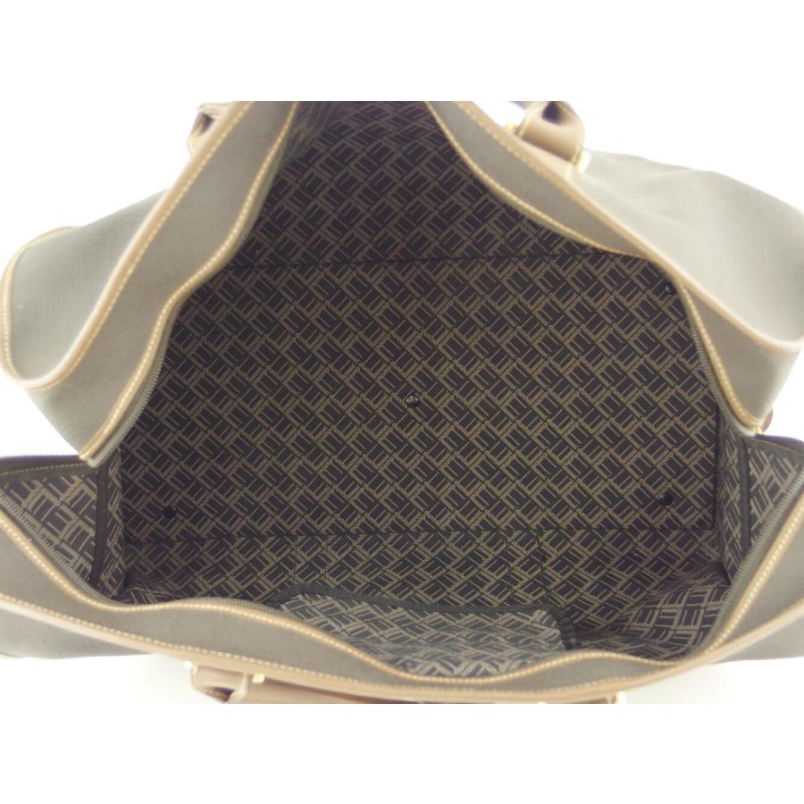 ダンヒル Dunhill ボストンバッグ ヘリンボーン グレー 灰色 ブラウン ゴールド レディース 中古_4