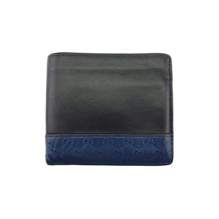 GUCCI グッチ 二つ折り財布 マイクログッチシマ GG柄 ブラック ブルー  