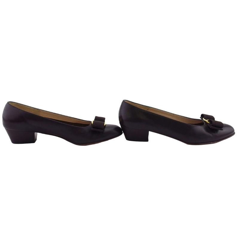 サルヴァトーレ フェラガモ パンプス シューズ 靴 レディース ♯5ハーフB ラウンドトゥ ヴァラリボン Salvatore Ferragamo 中古_4