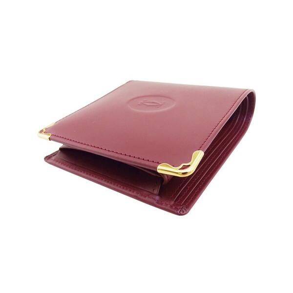 未使用品　Cartier カルティエ　二つ折り財布　マストライン　ボルドー Cartier（カルティエ） 二つ折り財布 マストライン ボルドー×ゴールド