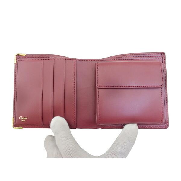 Cartier（カルティエ） 二つ折り財布 マストライン ボルドー×ゴールド