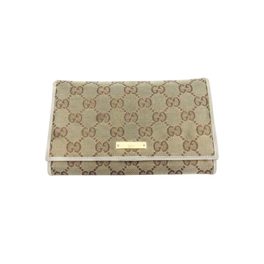 GUCCI グッチ 二つ折り財布 GG柄 ベージュ レディース 中古 : BRAND  