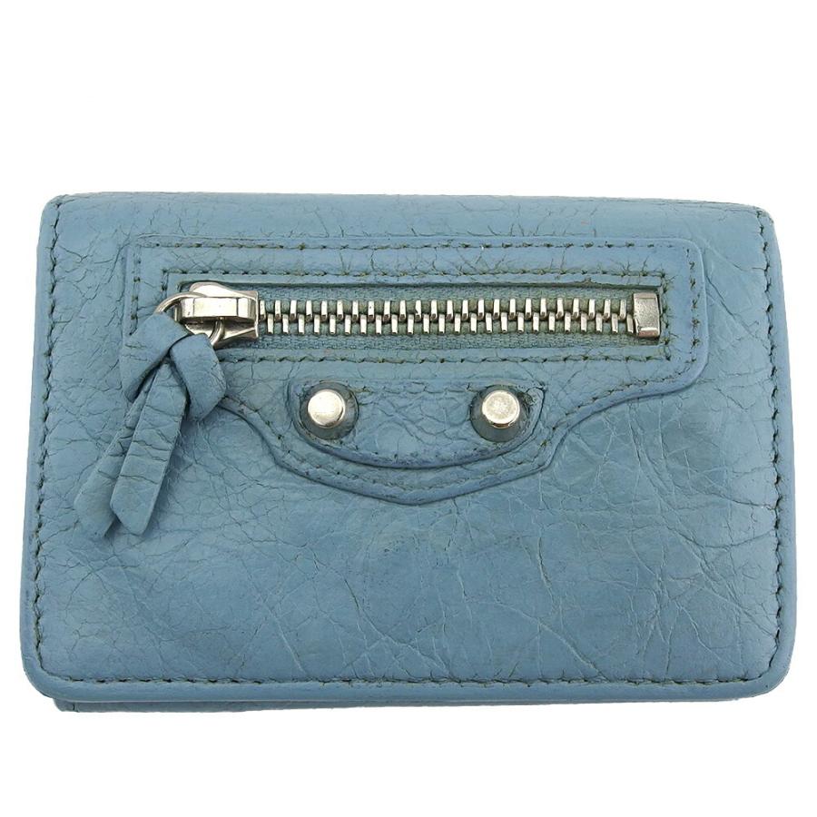 【BIGお買い物ラリー★30%OFFセール中】バレンシアガ BALENCIAGA 三つ折り財布 ライトブルー レディース 中古 BALENCIAGA（バレンシアガ） 【Xmasセール☆30%OFFクーポン