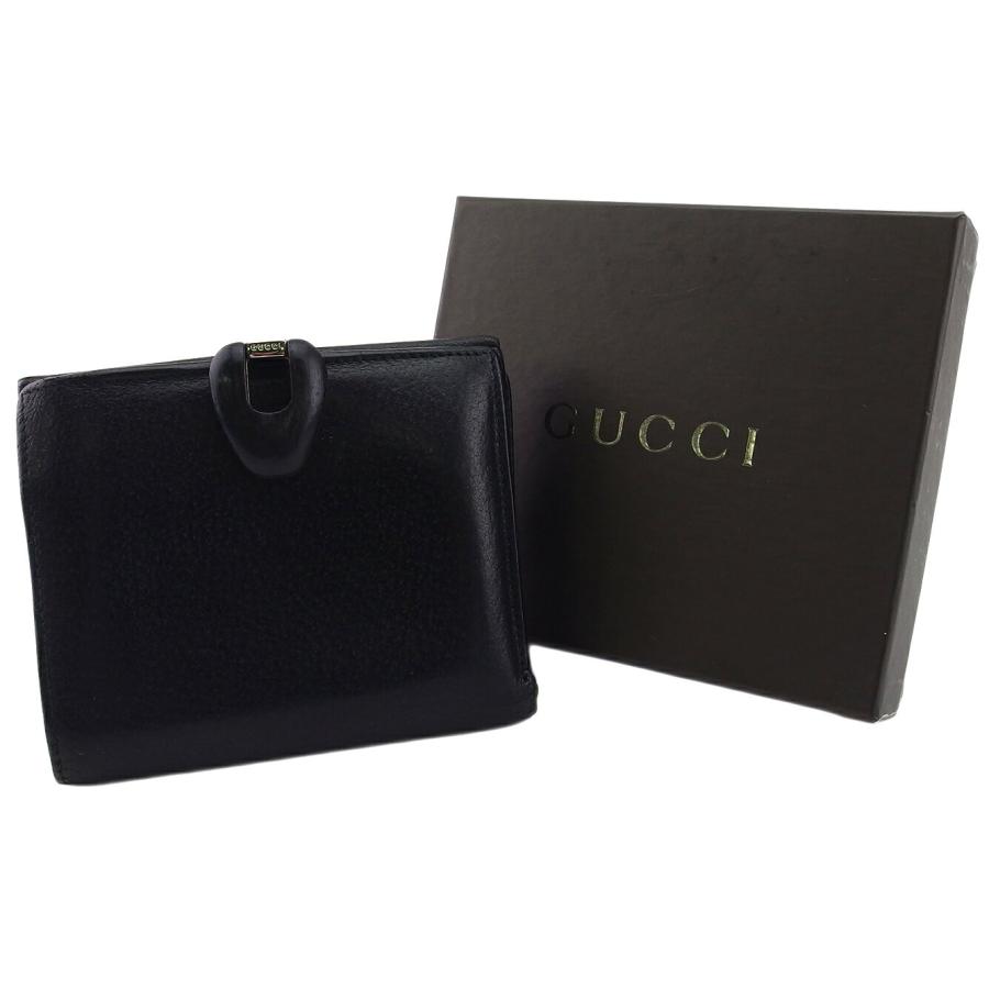 GUCCI グッチ 二つ折り財布 ブラック レディース 中古 : BRAND