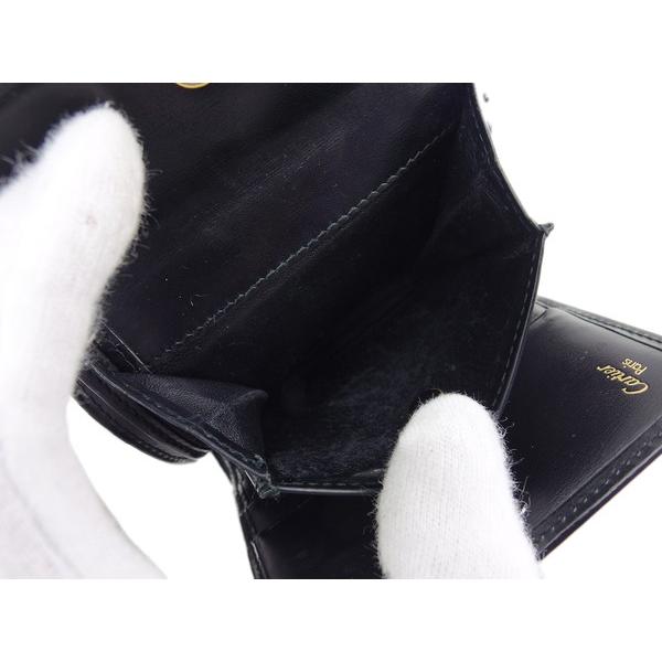 Cartier（カルティエ） 三つ折り財布 パンテール ブラック×ゴールド