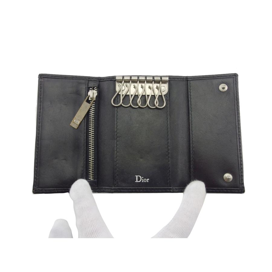 ディオール Dior キーケース トロッター ブラック×シルバー レディース 中古