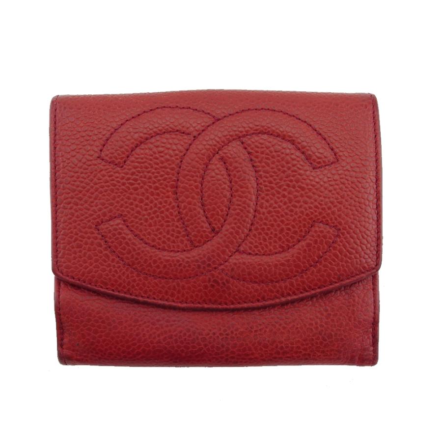 CHANEL（シャネル） 二つ折り財布 ココマーク オールドシャネル レッド