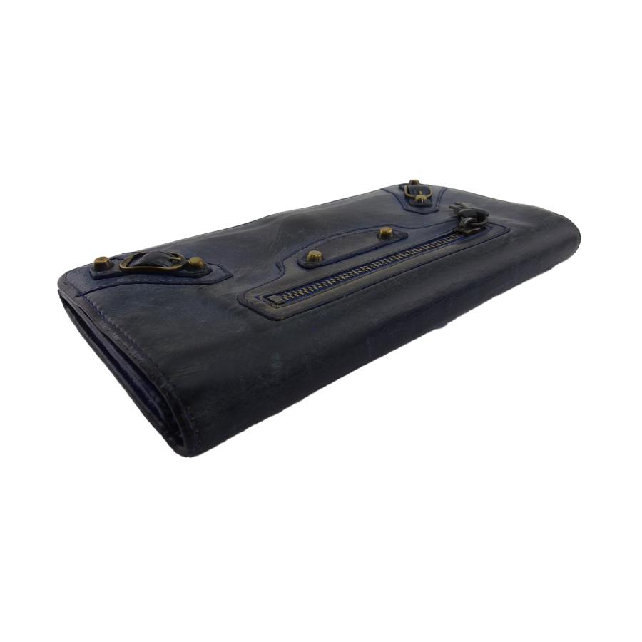 BALENCIAGA バレンシアガ チェーンウォレット レザー 長財布 黒紺 BALENCIAGA（バレンシアガ） 長財布 クラシックマネー ネイビー ブルー