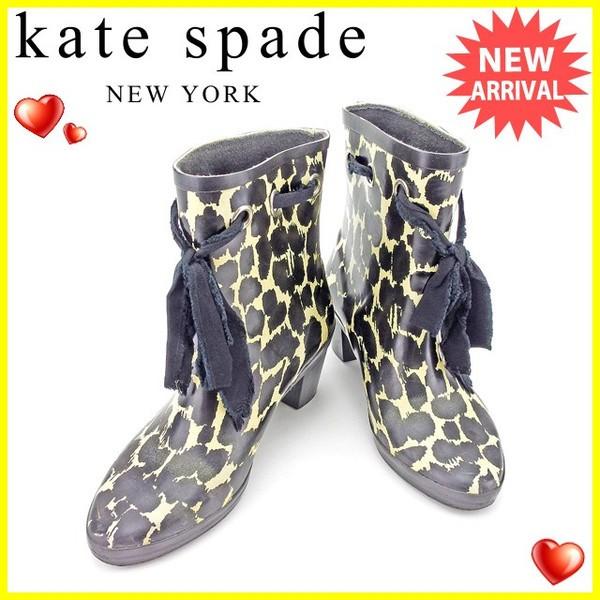 ケイト スペード ｋａｔｅ　ｓｐａｄｅ レインブーツ #7 ブーツ ショートブーツ レディース レオパード  中古 人気 セール T2951