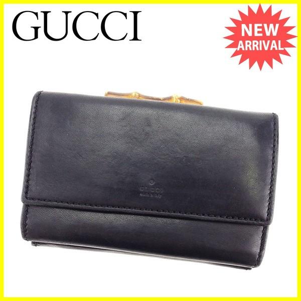 グッチ GUCCI がま口財布 三つ折り 財布 メンズ可 108622 バンブー  中古 人気 良品 T3351｜branddepot