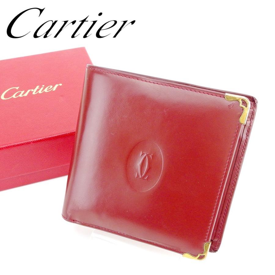 カルティエ 特別訳あり特価 Cartier 財布 二つ折り財布 マストライン ボルドー ミュウミュウ シャネル レディース メンズ 中古 財布 T6562 Brand Depot