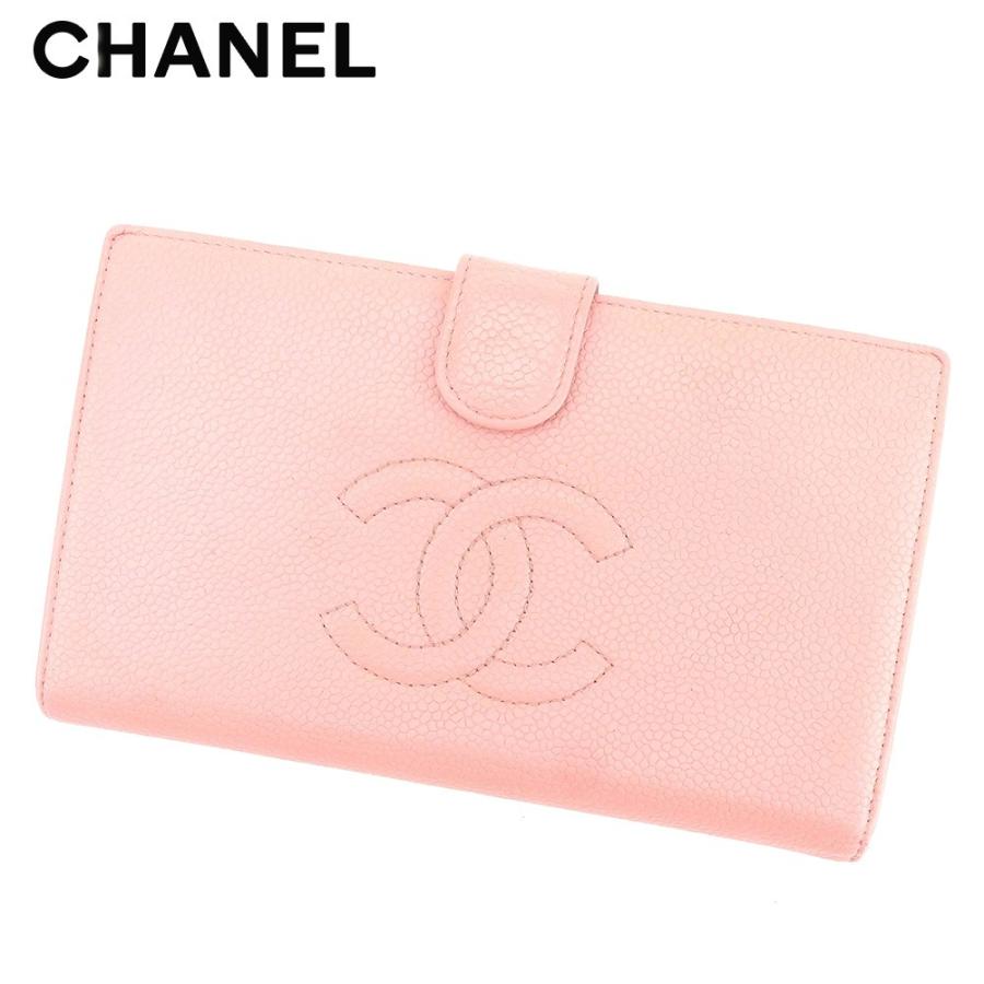 シャネル CHANEL 二つ折り財布 レザ- レディース 中古