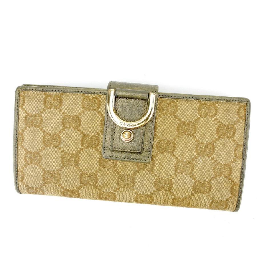 GUCCI（グッチ） 長財布 GG柄 ベージュ ゴールド レディース 中古