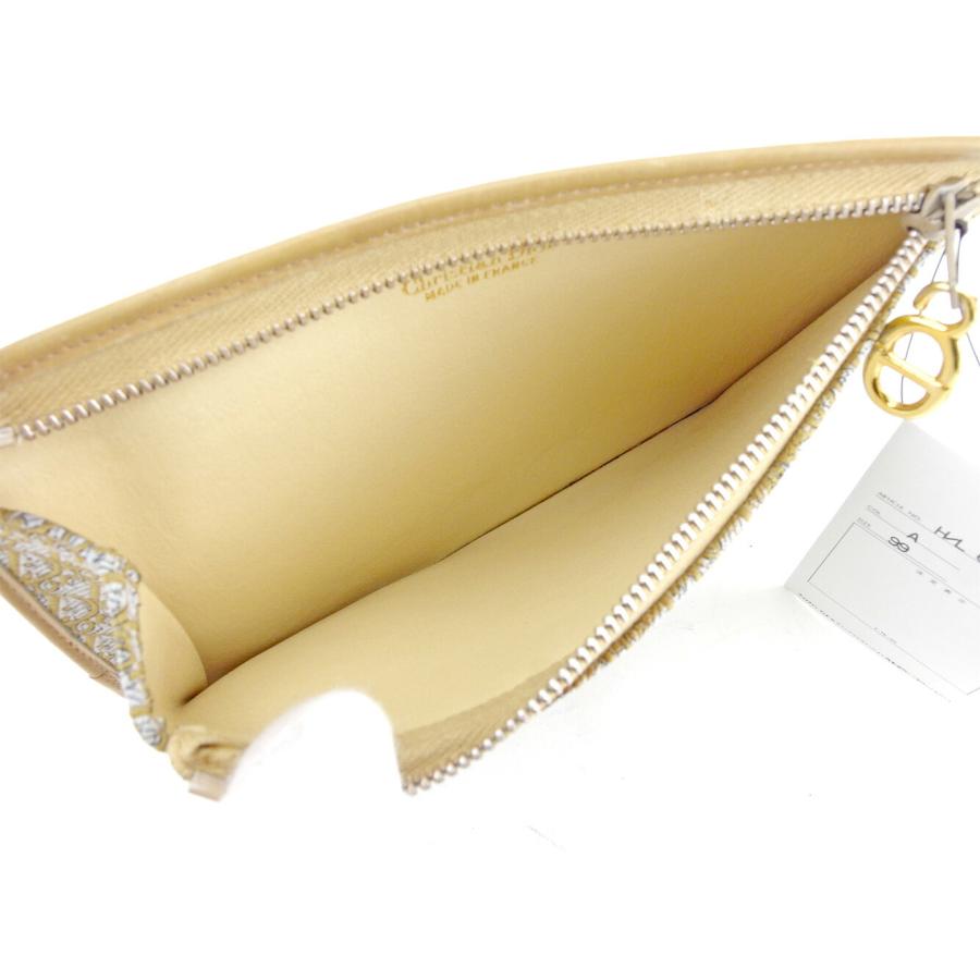 ディオール Dior ポーチ トロッター ベージュ グレー 灰色 ゴールド レディース 中古_3