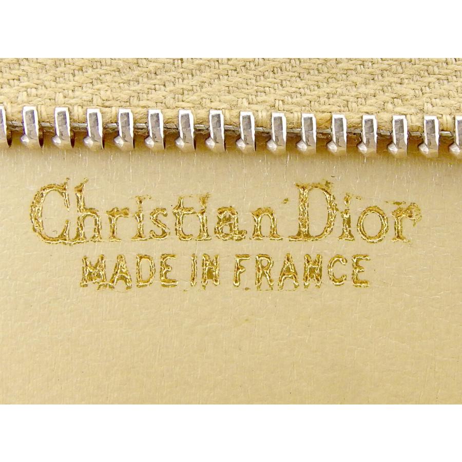 ディオール Dior ポーチ トロッター ベージュ グレー 灰色 ゴールド レディース 中古_4