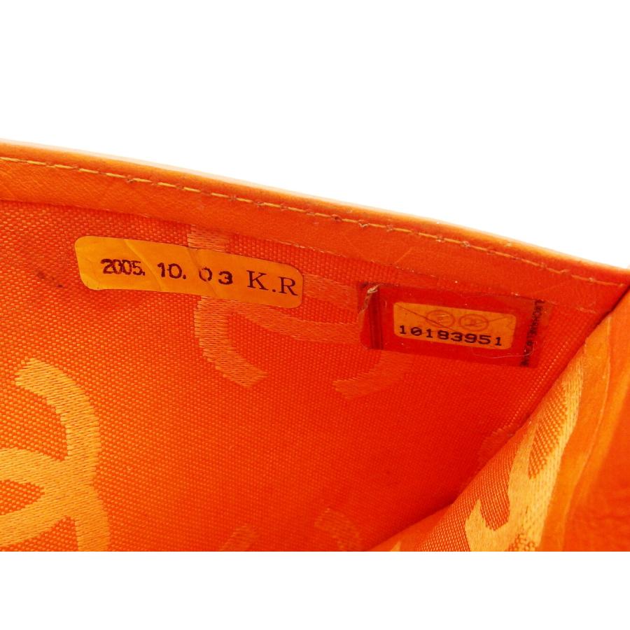★SALE【4uc3596】シャネル 長財布 カンボン ラムスキン パテントレザー オレンジ シルバー金具【中古】レディース CHANEL（シャネル） 長財布 ファスナー付き 財布 レディース オールド