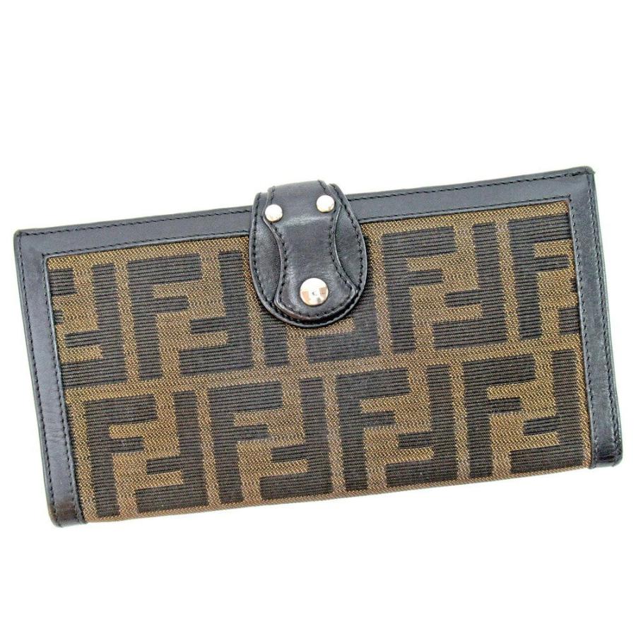 FENDI（フェンディ） 長財布 ズッカ ブラック ベージュ レディース
