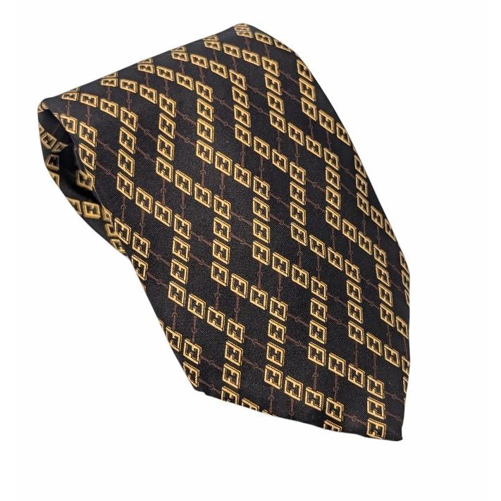 FENDI ネクタイ ブラック ズッカ ロゴ 幾何学模様 FENDI ネクタイ