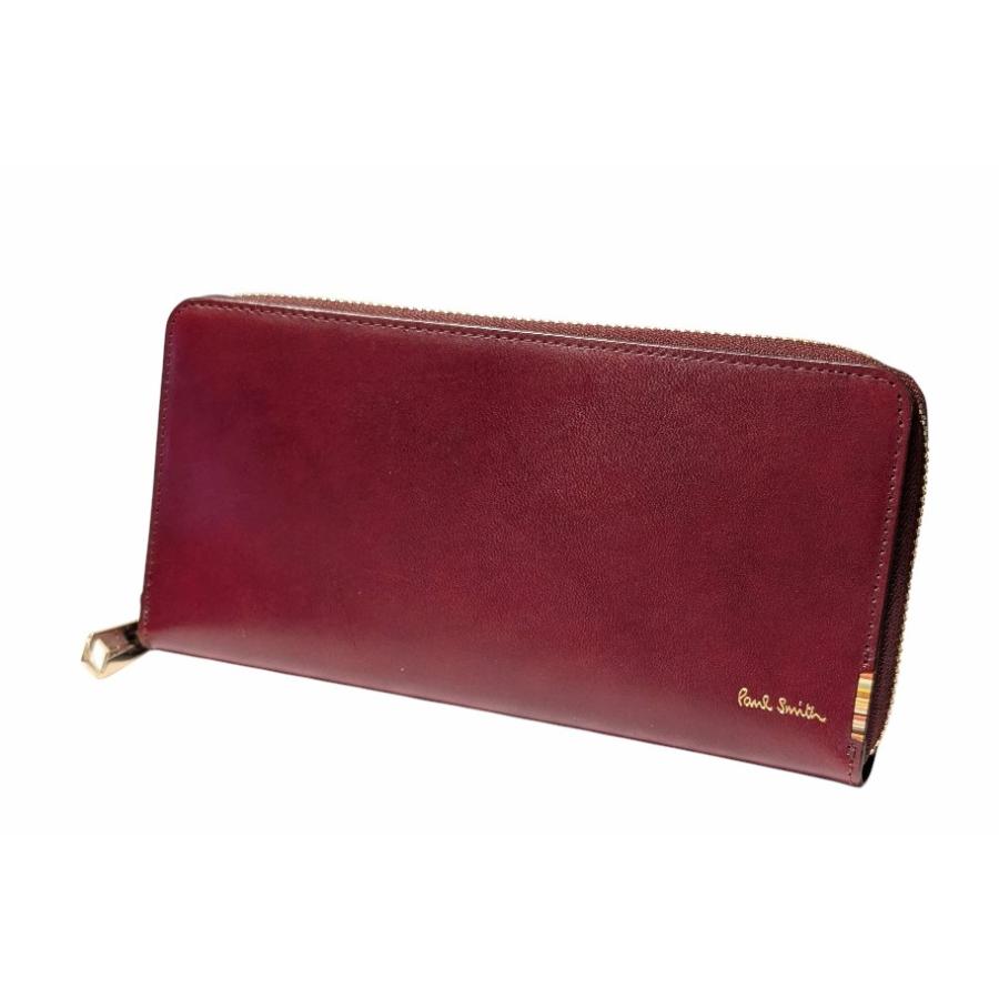 ◆レザー◆ 新品　財布　ポールスミス 長財布　ワインレッド　赤　メンズ Paul Smith（ポール・スミス） 未使用 ラウンドファスナー 長財布