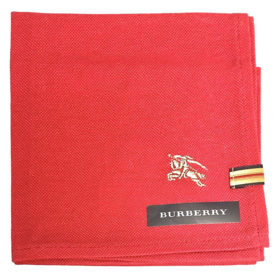 BURBERRY（バーバリー） 未使用 ハンカチ マーク 赤 綿 コットン 100
