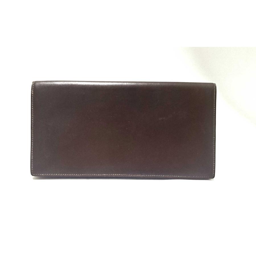 HERMES エルメス 二つ折り 長札入れ 長財布 長札入 茶色 レザー HERMES エルメス 二つ折り 長札入れ 長財布 長札入 茶色 レザー