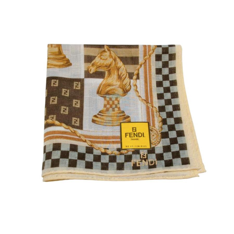 FENDI（フェンディ） 未使用 ハンカチ スカーフ チェーン チェス ロゴ