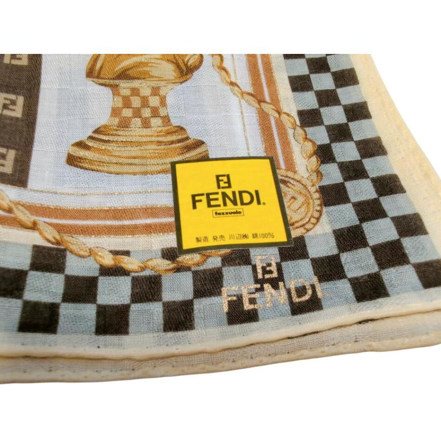FENDI（フェンディ） 未使用 ハンカチ スカーフ チェーン チェス ロゴ
