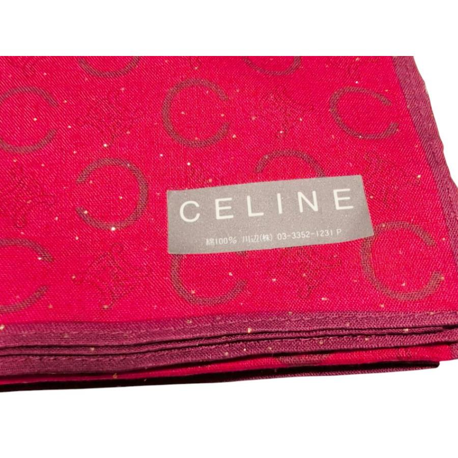 CELINE（セリーヌ） 未使用 ハンカチ レッド 赤 マカダム スカーフ 綿