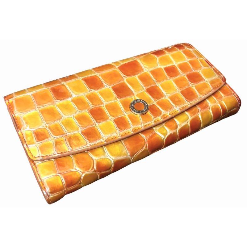 COCCO FIORE（コッコフィオーレ） 長財布 イエロー オレンジ エナメル