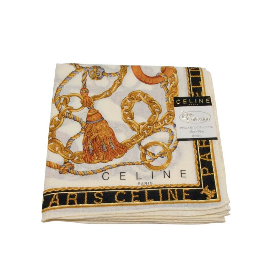 CELINE（セリーヌ） 未使用 大判 スカーフ ハンカチ 58cm タッセル