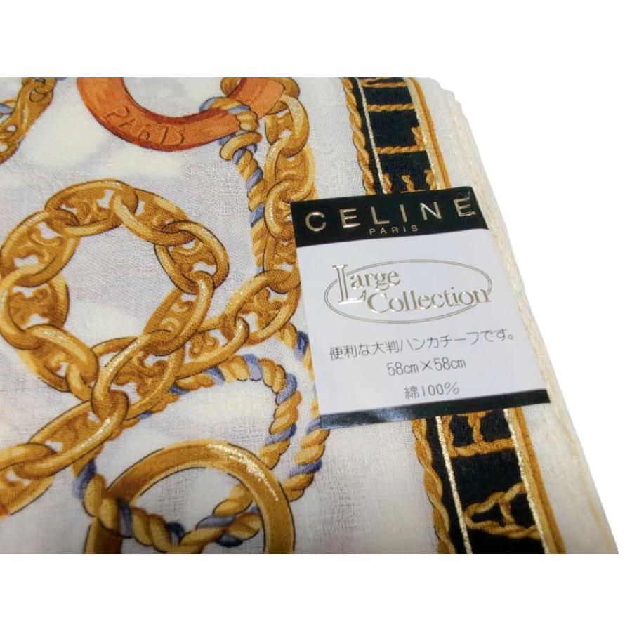 CELINE（セリーヌ） 未使用 大判 スカーフ ハンカチ 58cm タッセル