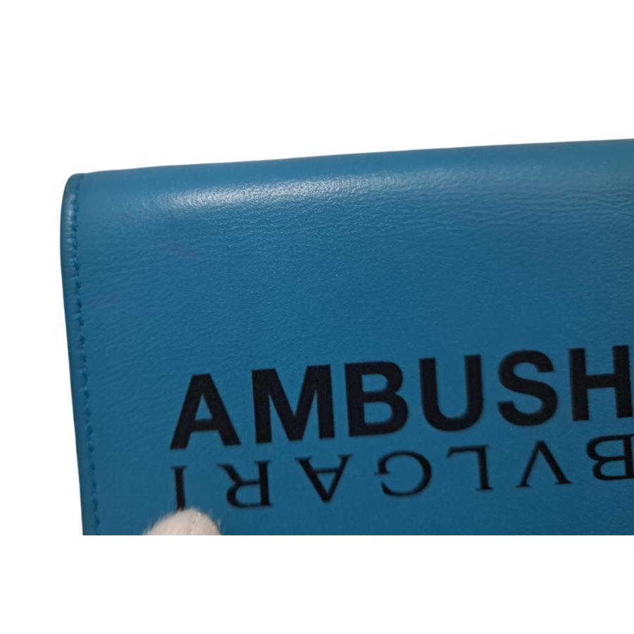 ブルガリ 財布 AMBUSH セルペンティ 三つ折り ブルー レザー メンズ 