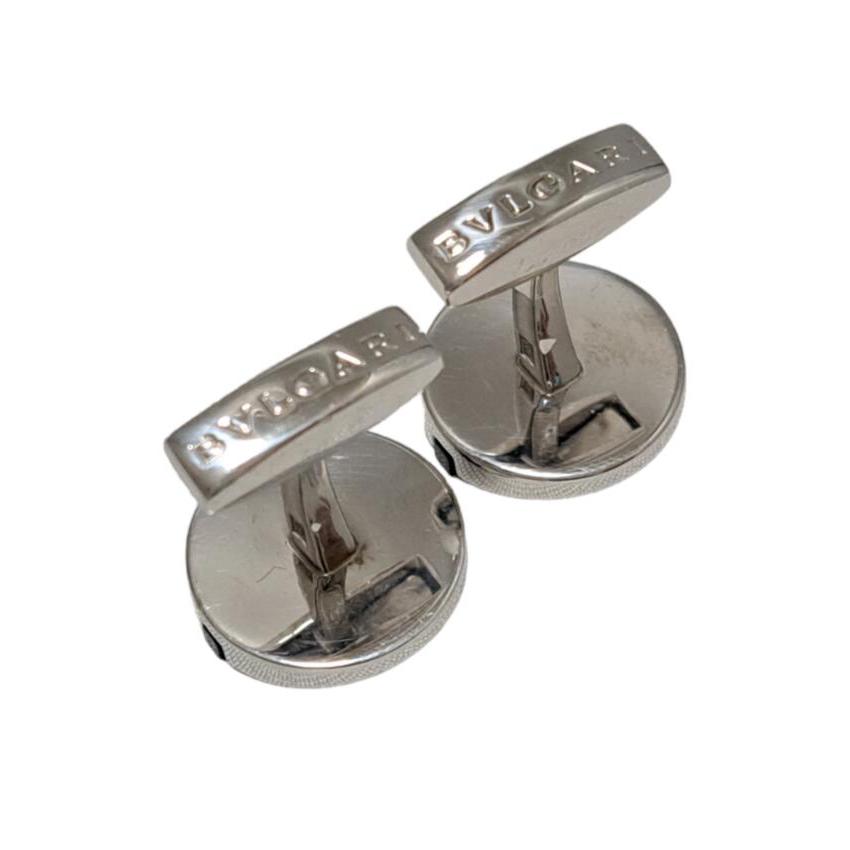 ブルガリ カフス ラウンド オニキス SV925 シルバー カフスボタン