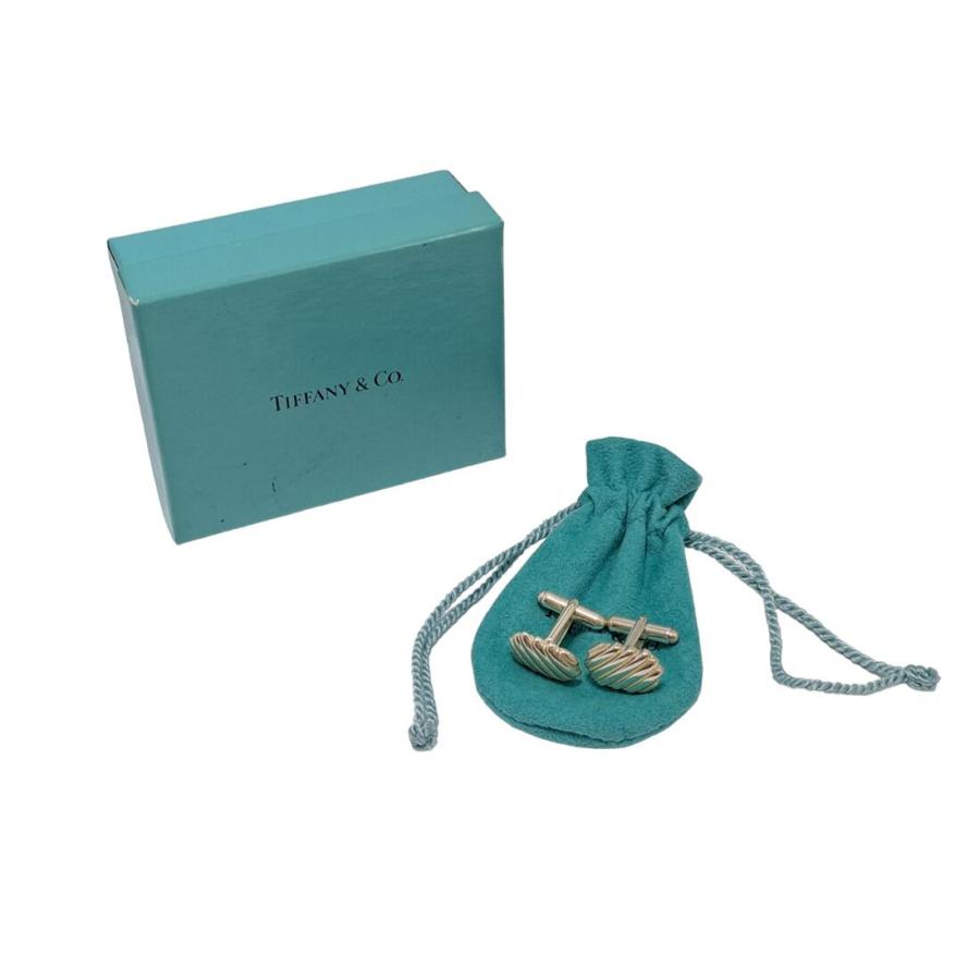 新品同様 ティファニー コンビ カフス カフリンクス ＳＶ925 Ｋ１8 シルバー ゴールド TＩＦＦＡＮＹ ストライプ　【中古】｜brandeal｜05