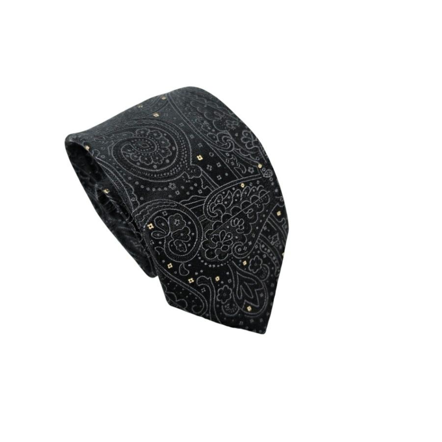【美品】 エトロ ネクタイ ペイズリー ETRO（エトロ） ネクタイ ペイズリー ブラック 黒 金糸 ゴールド