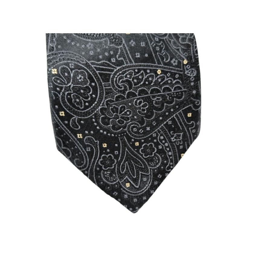 【未使用】エトロ ネクタイ ペイズリー柄 ブラック ゴールド イタリア製 ETRO（エトロ） ネクタイ ペイズリー ブラック 黒 金糸 ゴールド