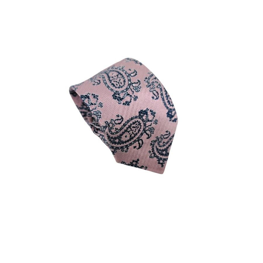 ETRO（エトロ） 新品同様 ネクタイ ペイズリー ピンク シルク リネン