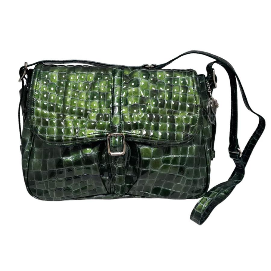 未使用 コッコフィオーレ 2WAY ショルダーバッグ ストラップ付き 斜め掛け ハンドバッグ グリーン 緑  COCCO FIORE パテントレザー レデ COCCO FIORE（コッコフィオーレ） 未使用 2WAY ショルダーバッグ