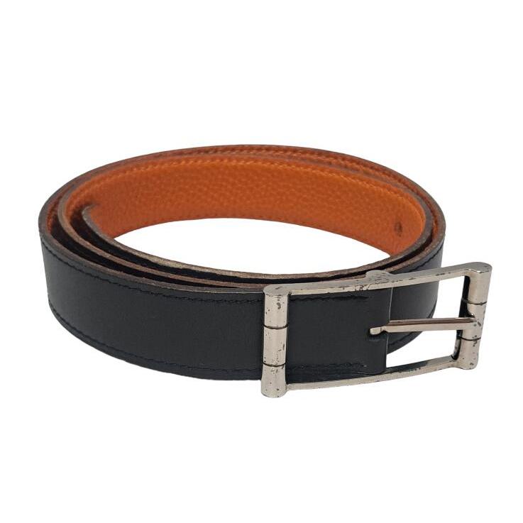 HERMES（エルメス） ベルト ブラック 黒 オレンジ ボックスカーフ トゴ