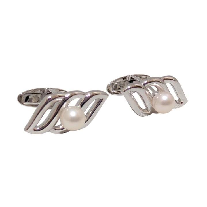 MIKIMOTO 新品同様 ミキモト カフス 真珠 パール 6mm シルバー MIKIMOTO 新品同様 ミキモト カフス 真珠 パール 6mm シルバー