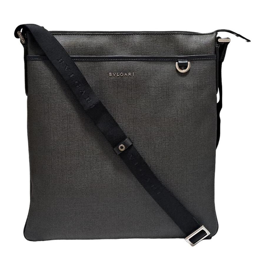 美品☆BVLGARI ブルガリ ショルダー ウィークエンド グレー 黒 pvc 