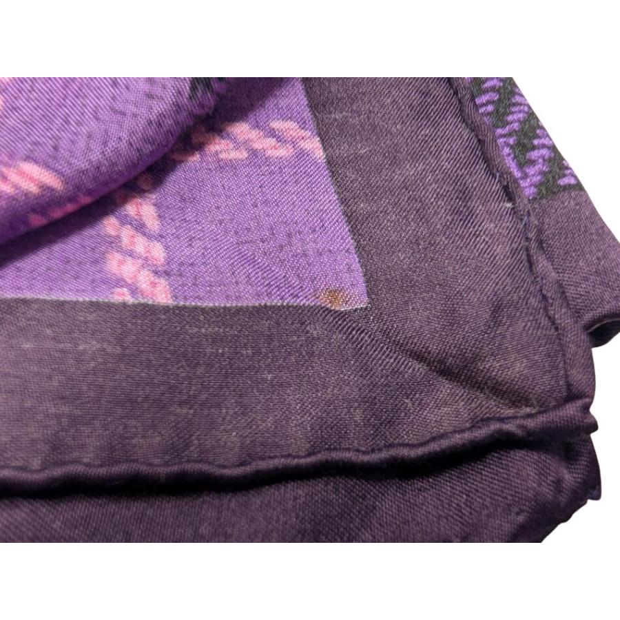 BURBERRY バーバリー シルクスカーフ パープル ブラック BURBERRY（バーバリー） スカーフ ハンカチ 大判 57cm パープル