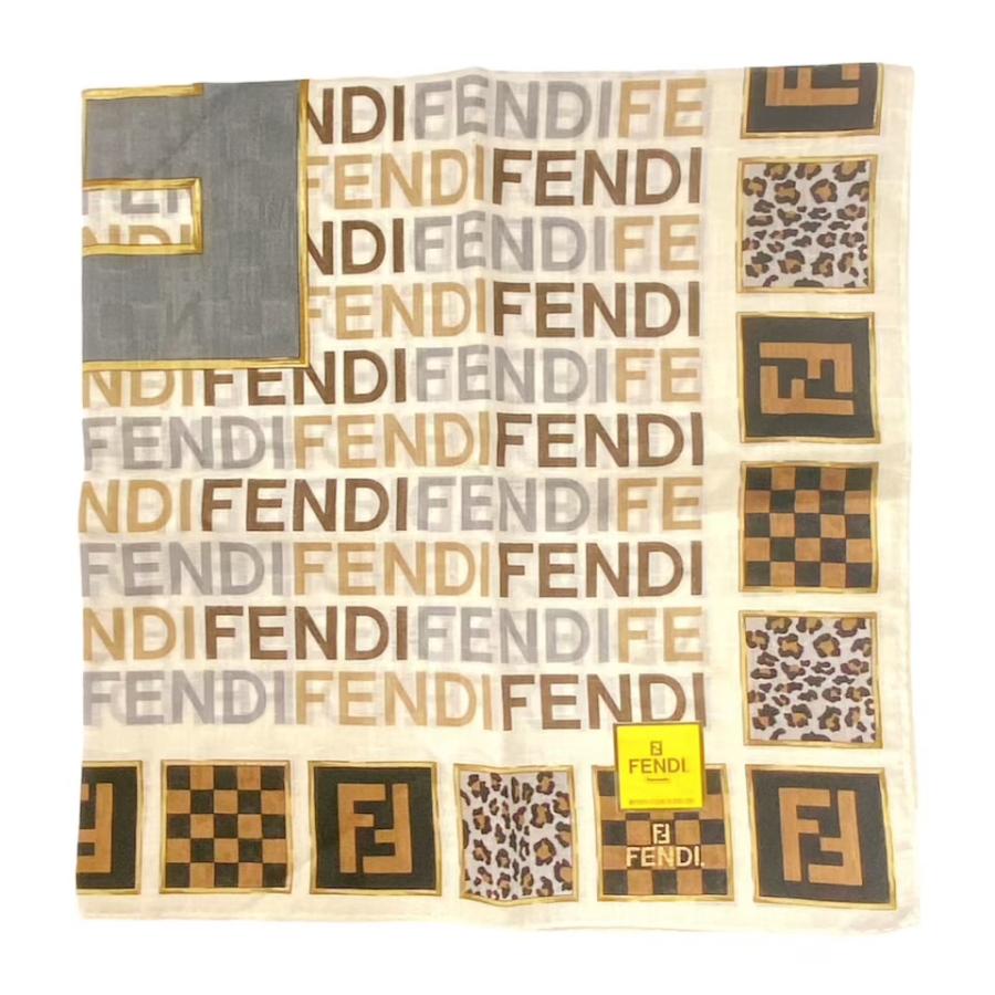 FENDI（フェンディ） 未使用 ハンカチ ズッカ スカーフ ロゴ ブラウン