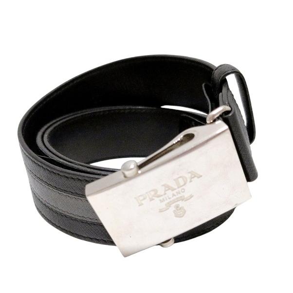 PRADA（プラダ） ベルト レザー 型押し ローラーベルト ブラック 