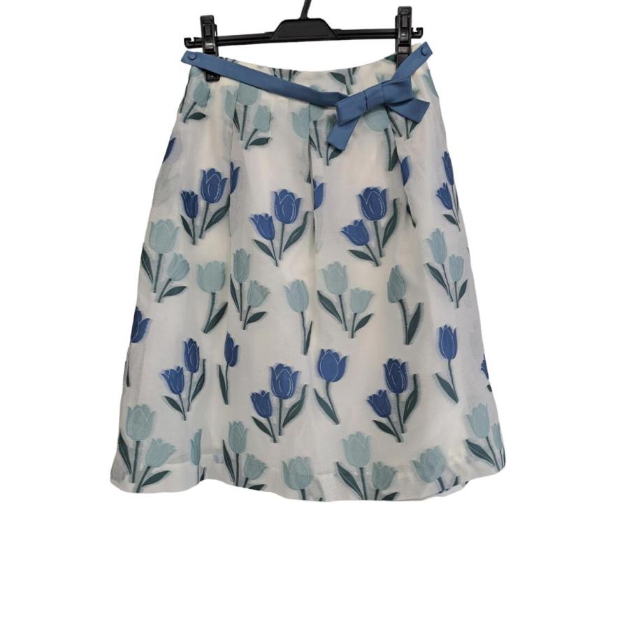 未使用 タグ付 エムズグレイシー スカート 花柄 フラワー ブルー  