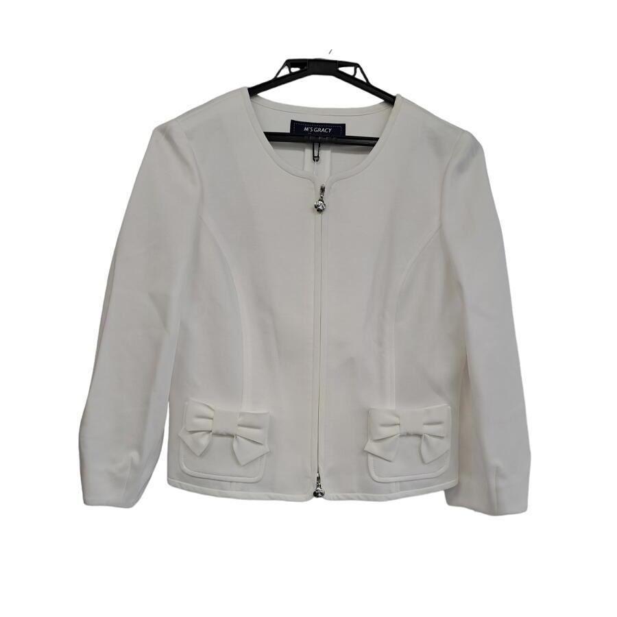 未使用 タグ付き エムズグレイシー ジャケット ノーカラー リボン